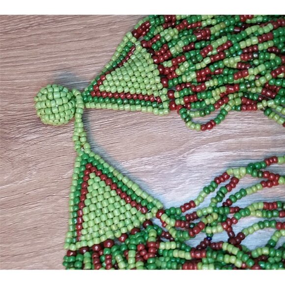 Artisan handcrafted layered statement seed bead necklace boho festival queen. - Picture 4 of 5